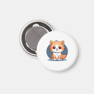 Cute Orange Cat Button Pin Magnet
