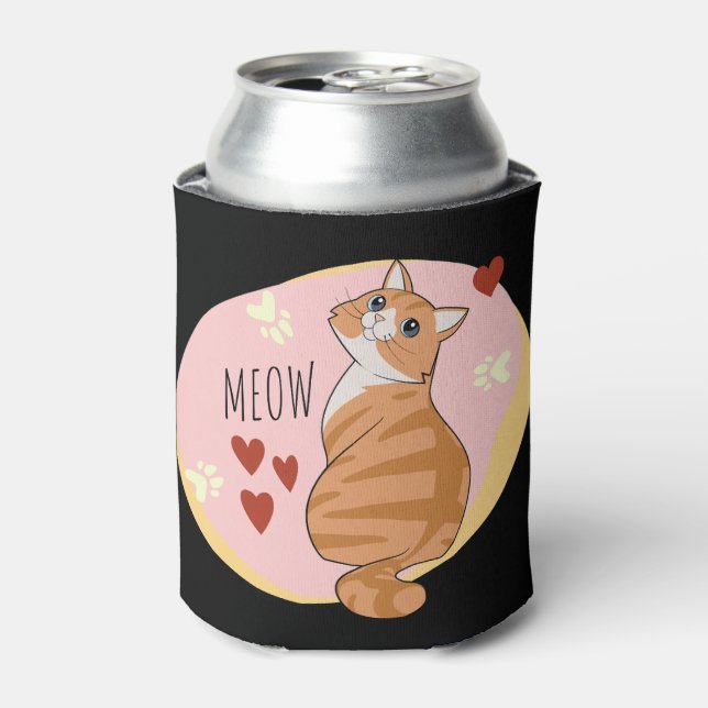 Cute orange cat can cooler (Can Front)