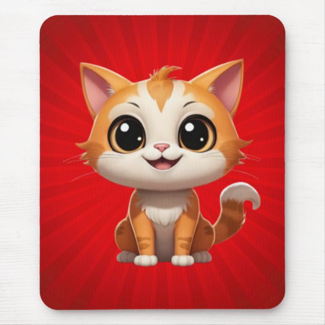 Cute Orange Cat Cartoon Style Character-89738 Mouse Mat (Front)