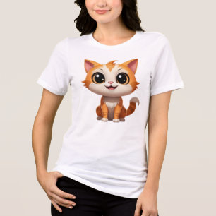 Cute Orange Cat Cartoon Style Character-89738 Tri-Blend Shirt
