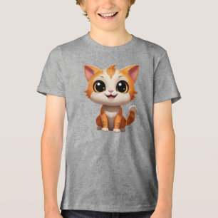 Cute Orange Cat Cartoon Style Character-89738 Tri-Blend Shirt