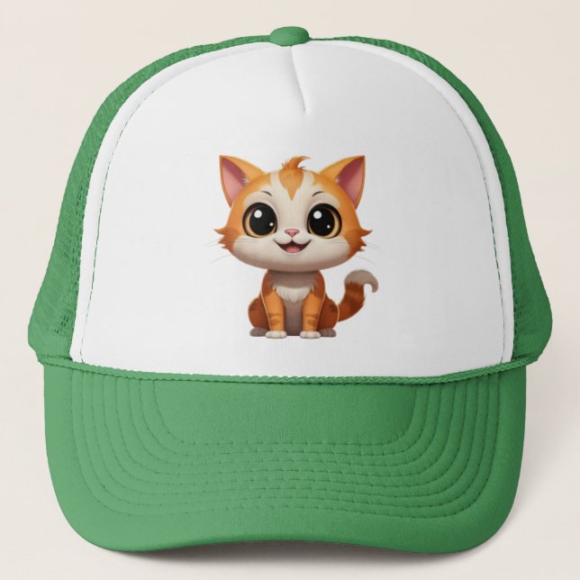 Cute Orange Cat Cartoon Style Character-89738 Trucker Hat (Front)