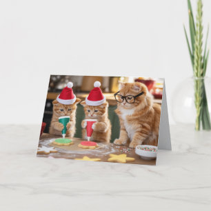 Cute Orange Cat Christmas Cookies Card