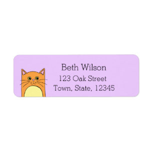 Cute Orange Cat Custom Address Labels