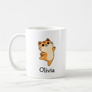 Cute Orange Cat Custom Name Coffee Mug