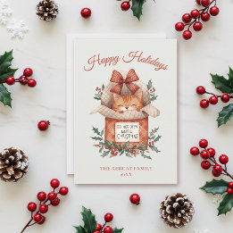 Cute Orange Cat Do Not Open Until Christmas Holiday Card