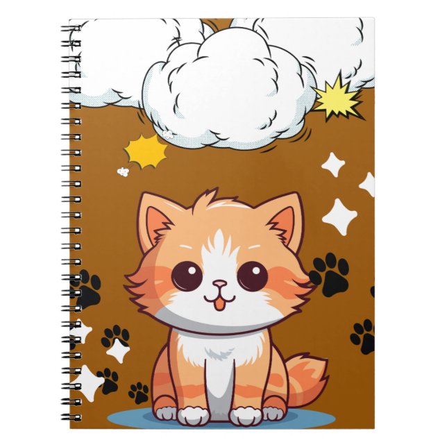 Cute Orange Cat Explosion Notebook – Fun Comic  (Front)