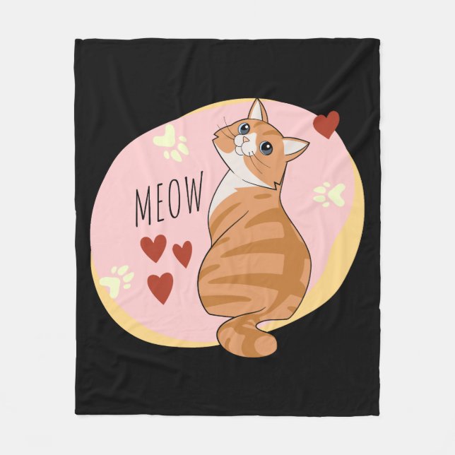 Cute orange cat fleece blanket (Front)
