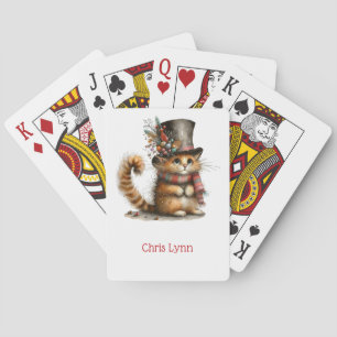 Cute Orange Cat in a Top Hat Christmas Playing Cards