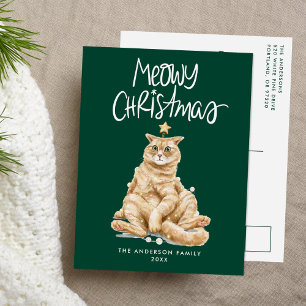 Cute Orange Cat Meowy Christmas Non-Photo Holiday Postcard