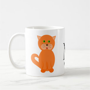 Cute Orange Cat Monogram Name Coffee Mug
