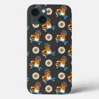 Cute Orange Cat on Skateboard Cartoon