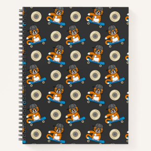 Cute Orange Cat on Skateboard Cartoon Notebook