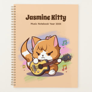Cute Orange Cat Playing Guitar (Personalise) Planner