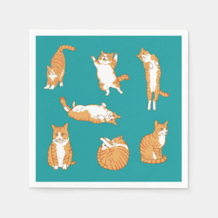 Cute Orange Cat Poses Napkin