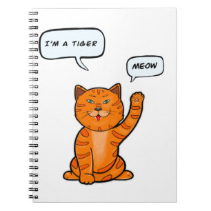 Cute orange cat says "Meow". Tiger 2022 Notebook
