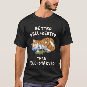 Cute Orange Cat Sleeping Full and Happy Humour T-Shirt