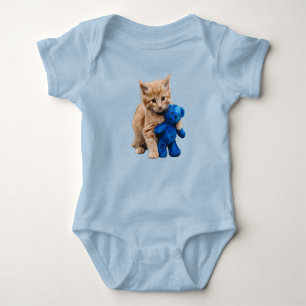 Cute Orange Cat Teddy Bear Baby Bodysuit
