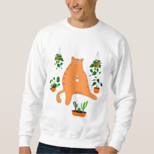 Cute Orange Cat With Plant, Cute Cat Gift Sweatshirt