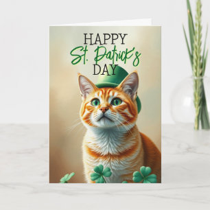Cute Orange Cat with Shamrocks St Patrick's Day Card