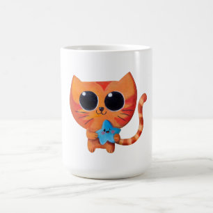Cute Orange Cat with Star Coffee Mug