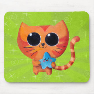 Cute Orange Cat with Star Mouse Mat