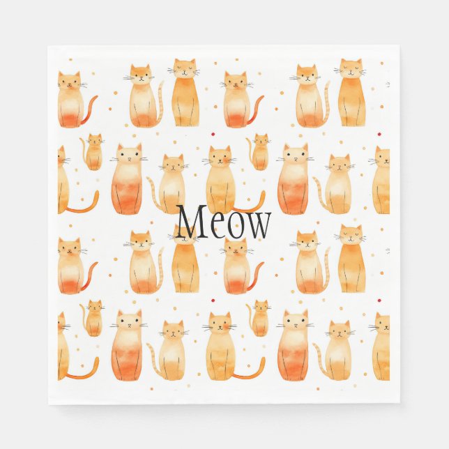 Cute Orange Cats Birthday Paper Napkin (Front)