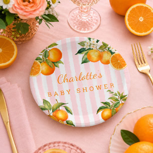 Cute Orange Citrus Baby shower  Paper Plate