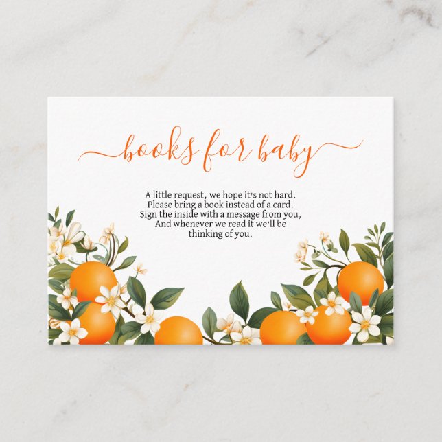 Cute Orange Citrus Books for Baby Enclosure Card (Front)