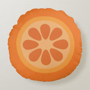 Cute Orange Citrus Fruit Round Pillow