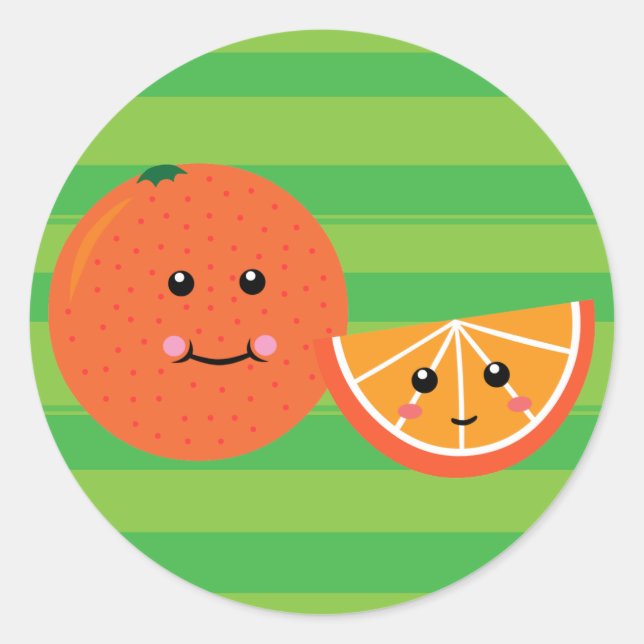 Cute Orange Classic Round Sticker (Front)