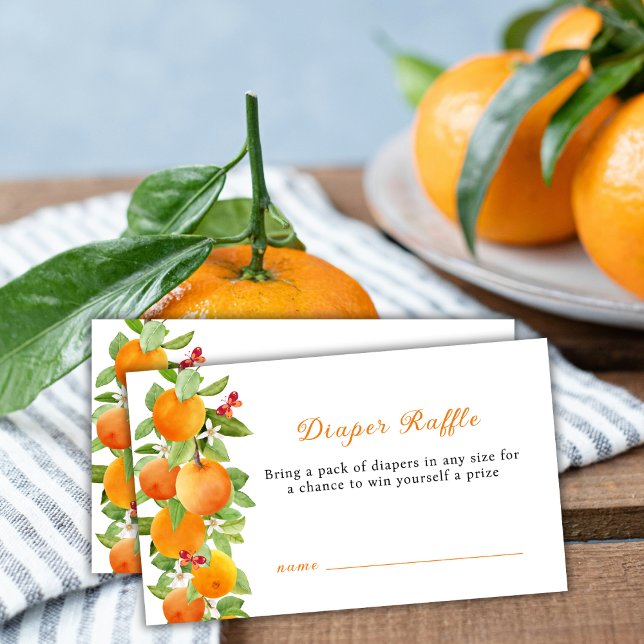Cute Orange Clementine Diaper Raffle Baby Shower  Enclosure Card (Cute Orange Clementine Diaper Raffle Baby Shower Enclosure Card)