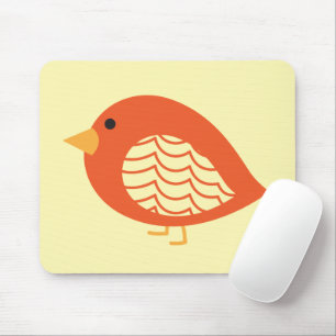 Cute orange colourful quirky birds mouse pad