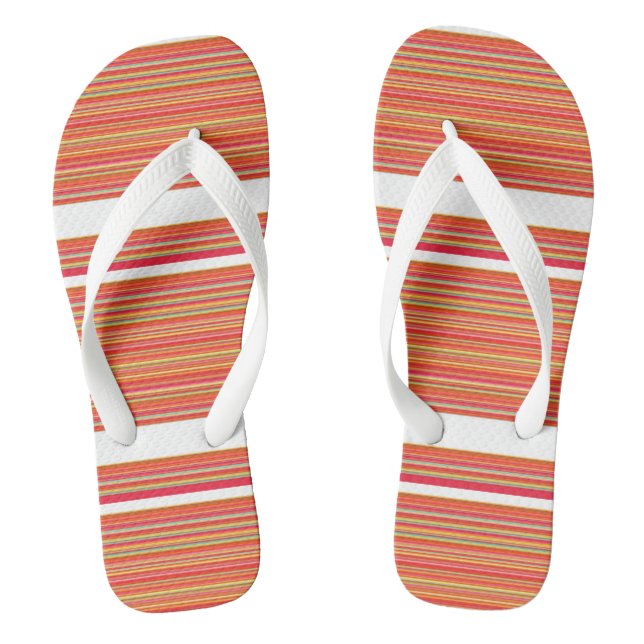 Cute orange colourful stripes flip flops (Footbed)