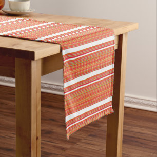 Cute orange colourful stripes short table runner