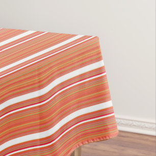 Cute orange colourful stripes tablecloth