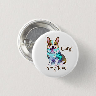 Cute Orange corgi for  a positive mood  3 Cm Round Badge