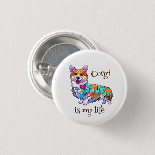 Cute Orange corgi for a positive mood 3 Cm Round Badge