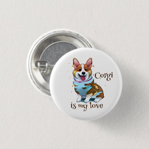 Cute Orange corgi for  a positive mood  3 Cm Round Badge