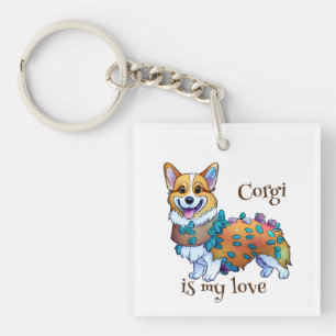 Cute Orange corgi for a positive mood Key Ring