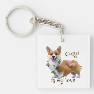 Cute Orange corgi for a positive mood Key Ring