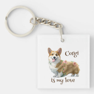 Cute Orange corgi for  a positive mood  Key Ring
