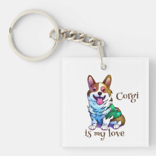 Cute Orange corgi for a positive mood Key Ring