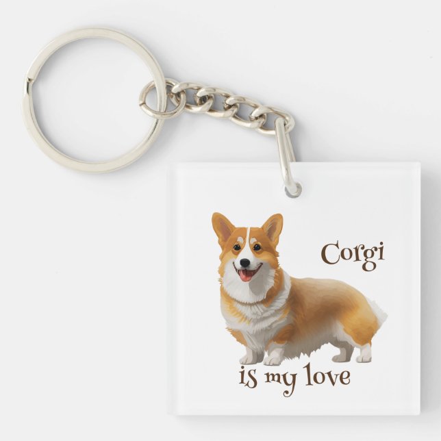 Cute Orange corgi for  a positive mood  Key Ring (Front)