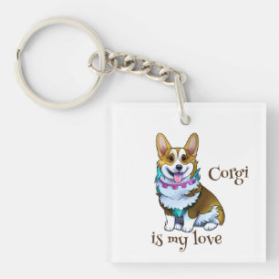 Cute Orange corgi for a positive mood Key Ring