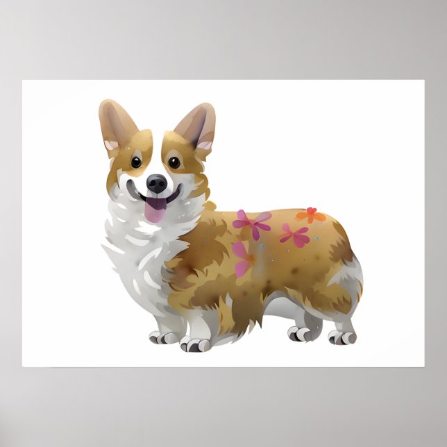 Cute Orange corgi for  a positive mood  Poster (Front)