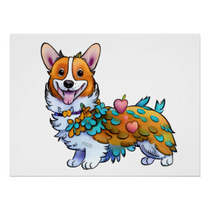 Cute Orange corgi for  a positive mood   Poster