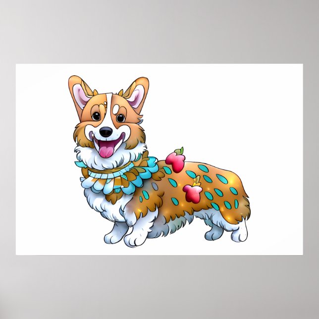 Cute Orange corgi for  a positive mood     Poster (Front)