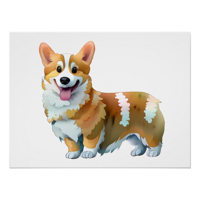 Cute Orange corgi for  a positive mood     Poster (Front)
