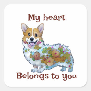Cute Orange corgi for a positive mood Square Sticker